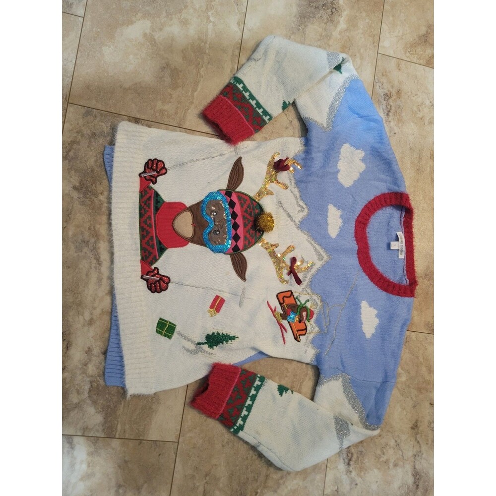 Silly Ugly Christmas Sweater Reindeer Festive Holiday Funny Women's Medium